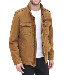Levis Military Field Jacket Size L Brown Utility Quilted Lined Pockets Full Zip
